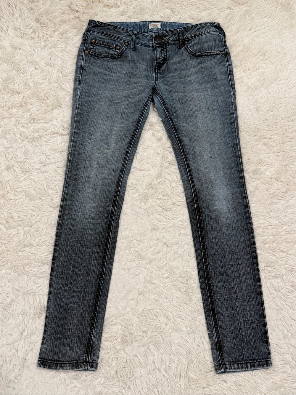 Free People Low Rise Stretch Skinny Jeans Women’s Size‎ 28 Gray Acid Wash Boho